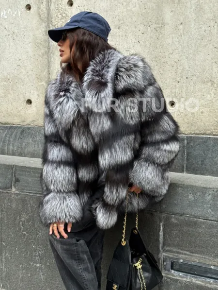 Шуба из чернобурки воротник стойка - фото 3