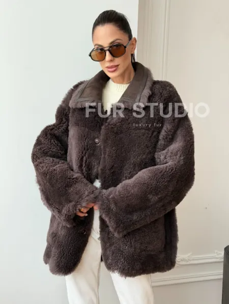 Двухсторонняя дубленка - мех тиградо - фото 10