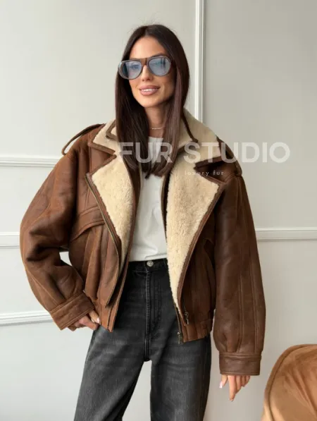 Молодежная куртка - дубленка из овчины - фото 9