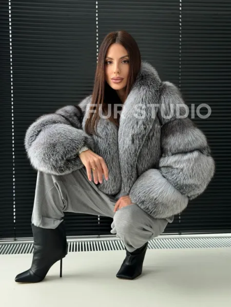 Полушубок - кроп из меха блюфрост - фото 12