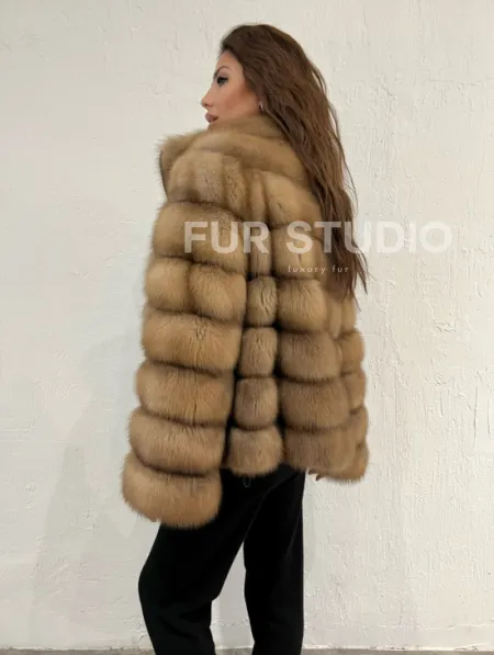 Шуба из меха куницы на молнии - фото 7