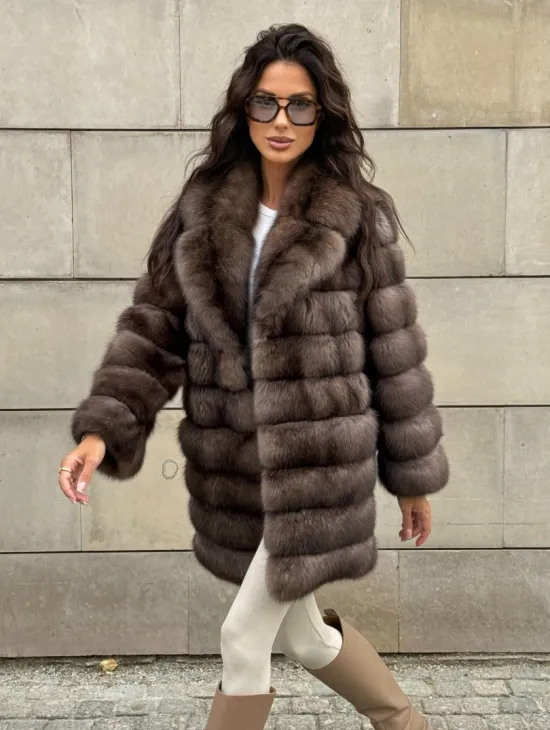 Шуба из баргузинского соболя с цельным английским воротником SILVER 2-3 - фото 9