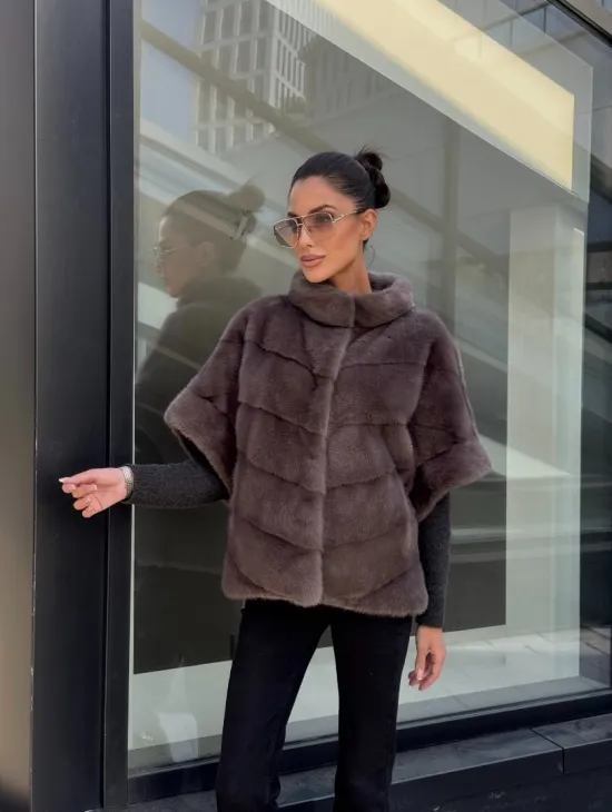 Норковый жилет/пуховик 2в1 - цвет капучино - фото 13