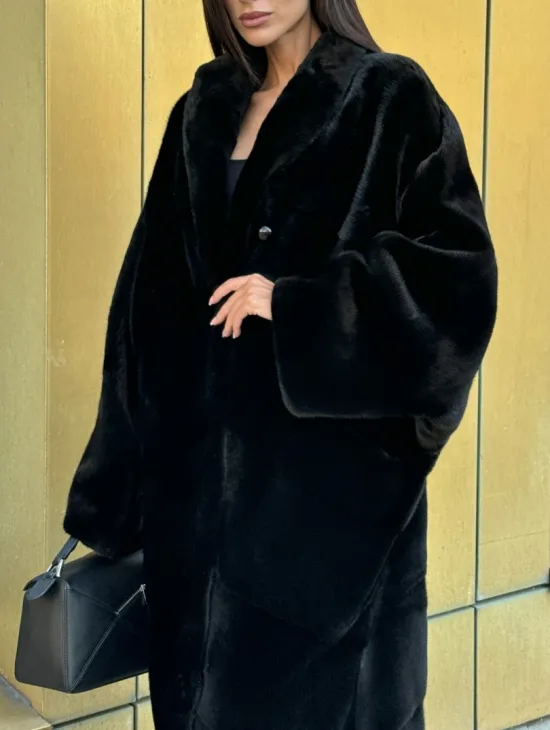 Норковое кимоно - пальто из аукционной норки SAGA FURS, ПРЕМИУМ КАЧЕСТВО - шалевый воротник - фото 4