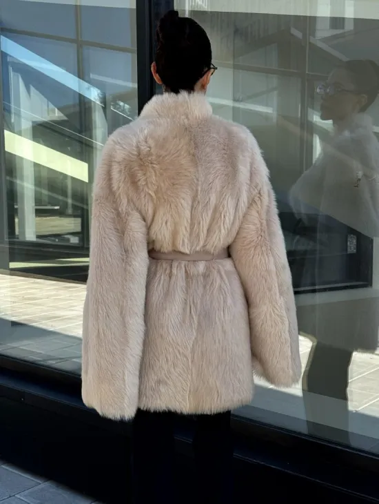 Женская двухсторонняя дубленка-шуба из меха итальянской тосканы - фото 11