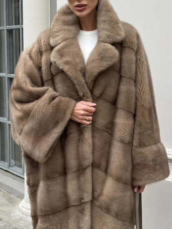 Норковая шуба Бохо из меха скандинавской норки Pastel (большие размеры) - фото 2