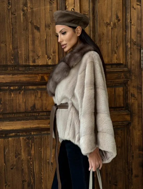 Женское меховое манто из норки  Pastel - 