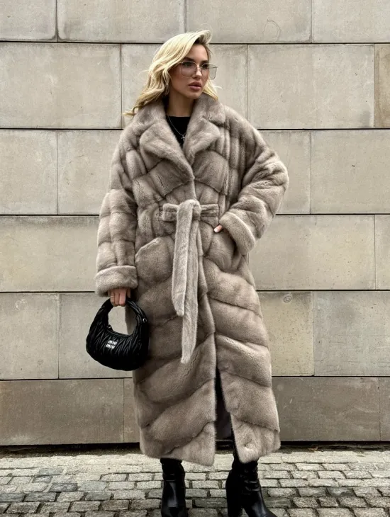 Кимоно - шуба норковая с английским воротником цвет Silver - фото 9