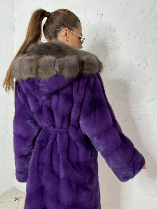 Норковое кимоно из меха Nafa в благородном топовом оттенке - фото 2