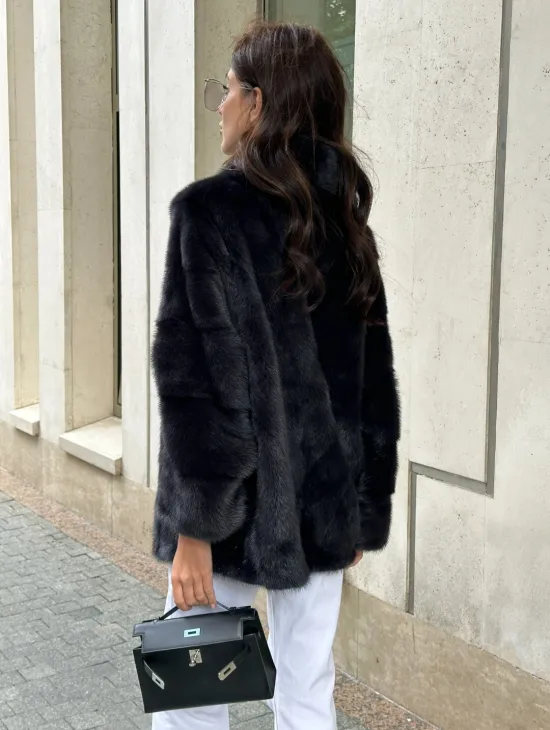 Норковый полушубок - графит - фото 2