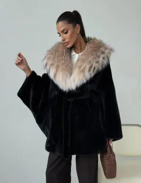 Норковый полушубок с капюшоном рысь - фото 11