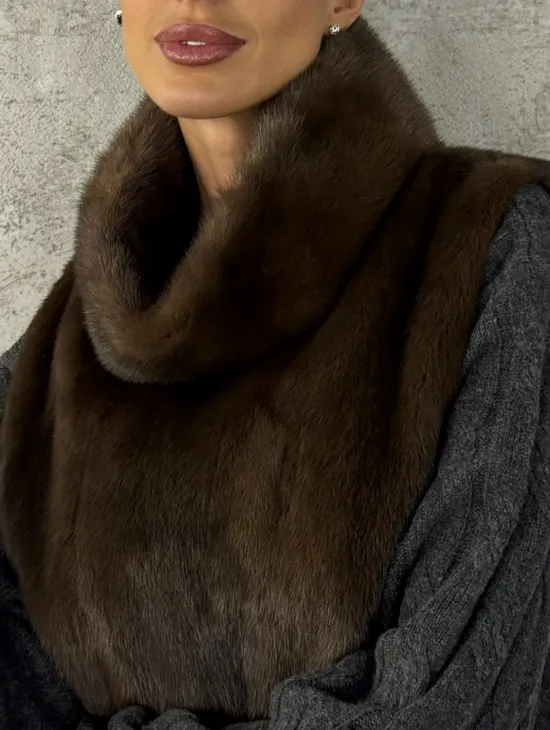 Манишка норковая - цвет соболь - фото 1
