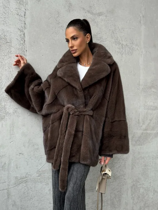 Полушубок норковый с английским воротником - летучка - фото 11