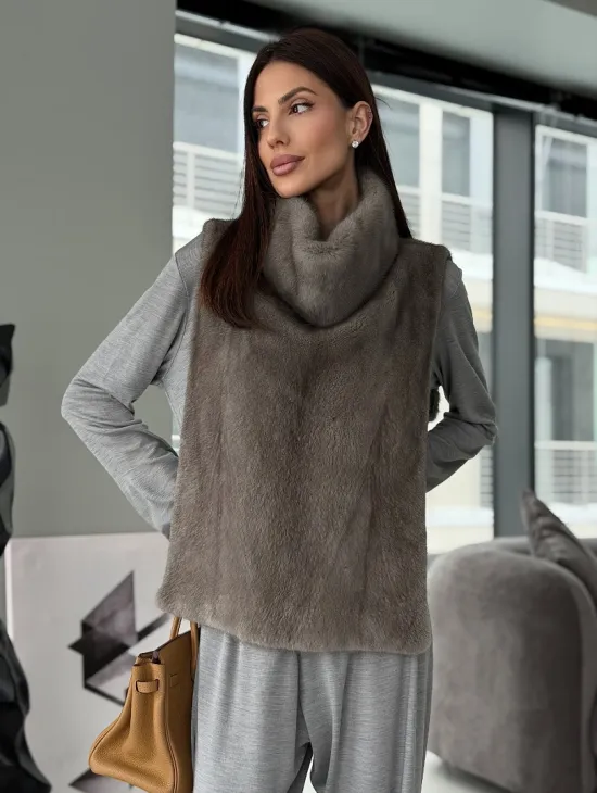 Манишка норковая серая - фото 19