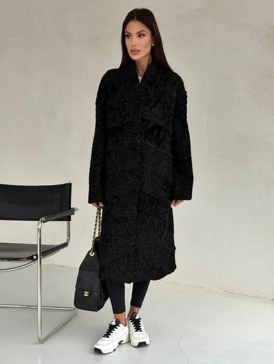 Черная шуба из каракуля - фото 5
