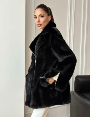 Черная норковая косуха - фото 12