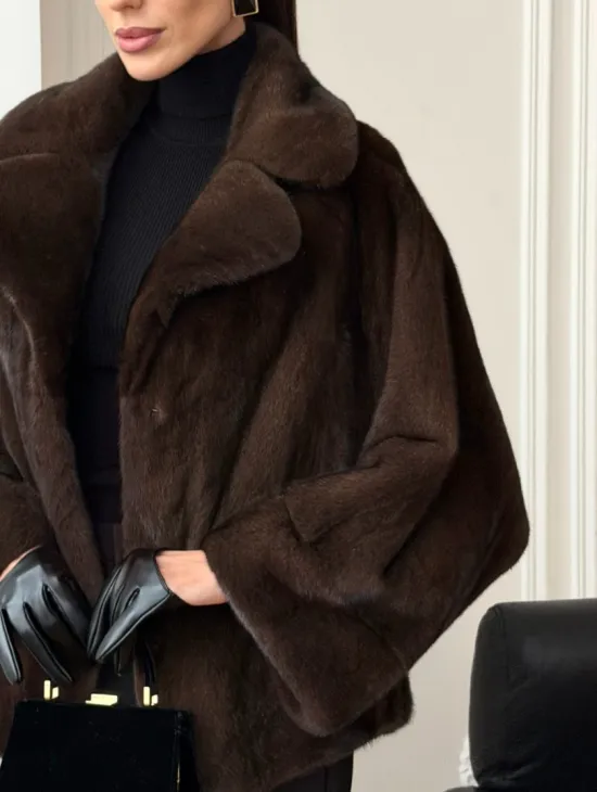 Короткая шуба из натурального меха норки - фото 1