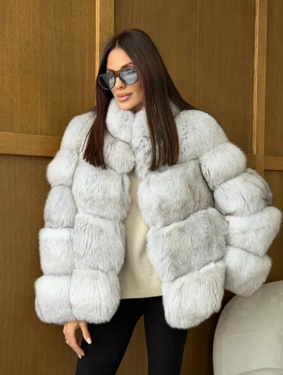 Шуба из натурального песца - стойка воротник - фото 11