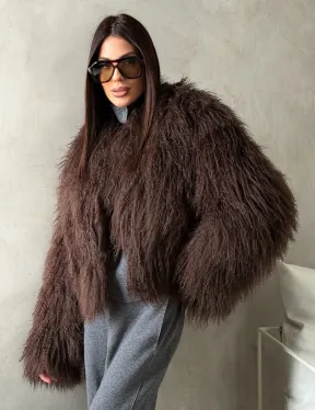 Модный полушубок из ламы - фото 5