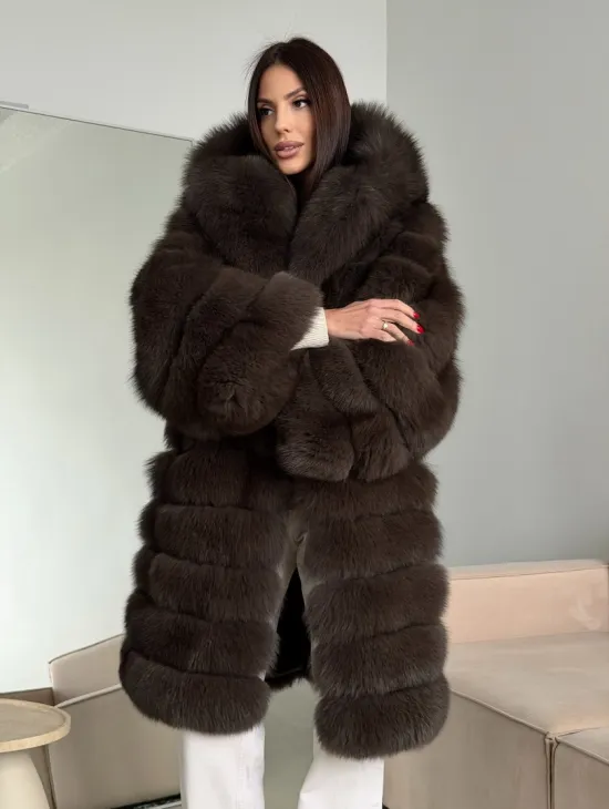 Шуба из песца с капюшоном - фото 11