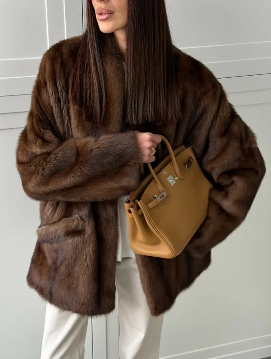 Норковая шуба под куницу (лесная норка) - фото 2