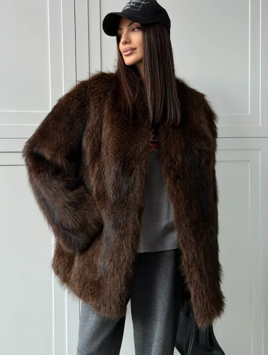 Жакет - полушубок из меха финского енота Saga - фото 4