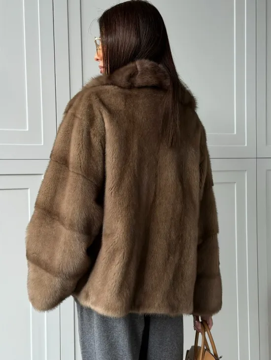 Куртка из меха норки - воротник куница - фото 7
