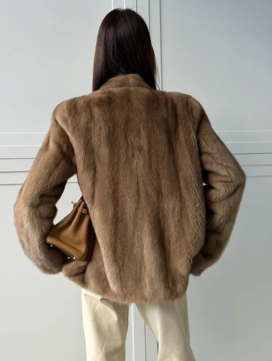 Женский норковый полушубок пастель - фото 9