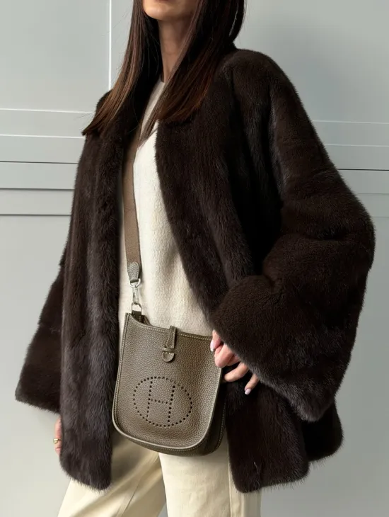 Меховой жакет из норки V- образный воротник - фото 1