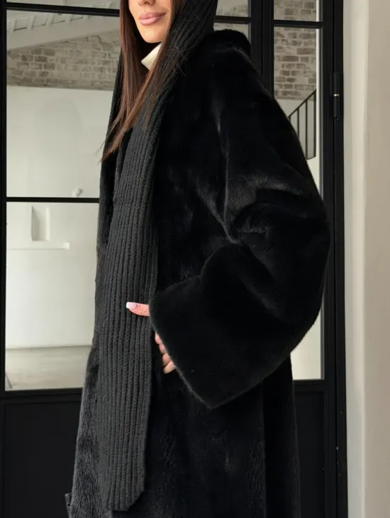 Шуба норка Blackglama V-образный ворот - фото 1