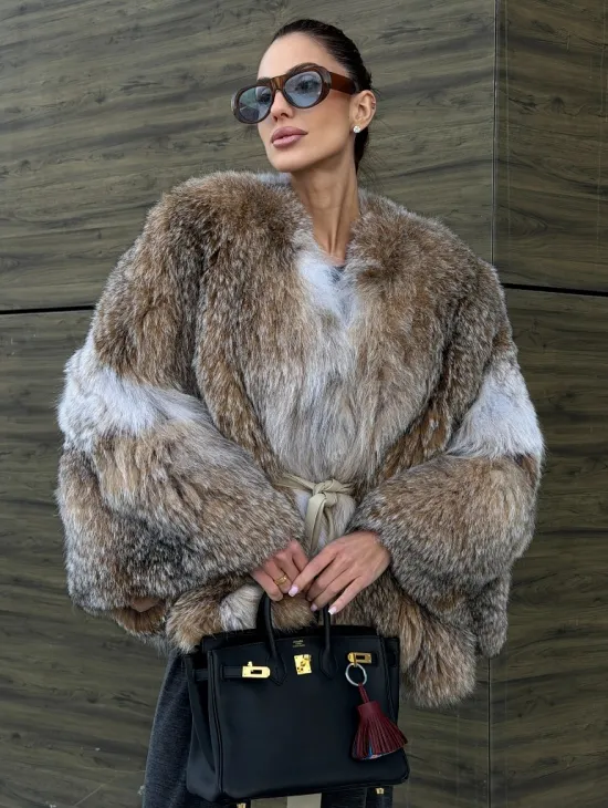 Шуба - летучка из меха рыси - фото 6