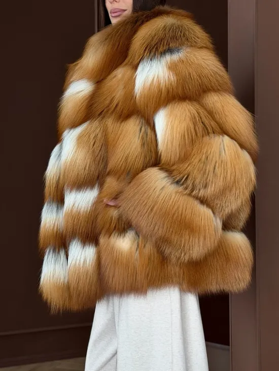 Короткая шуба из рыжей лисы - фото 4