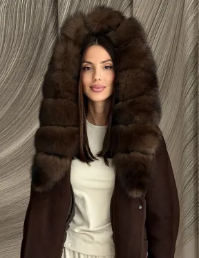 Пальто с мехом песца под соболь - фото 11