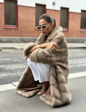 Норковая шуба в цвете пастель - аукционная норка - фото 6