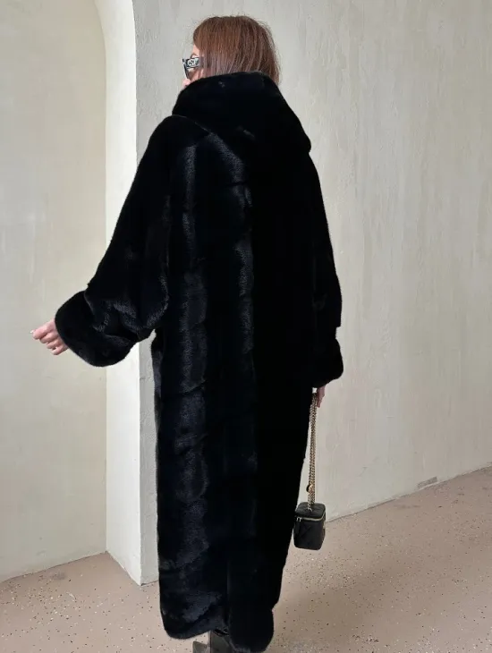 Шуба из аукционной норки VELVET, паркет с капюшоном - фото 2