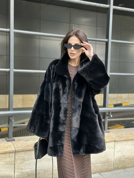 Норка BLACKGLAMA стойка воротник паркет - фото 6